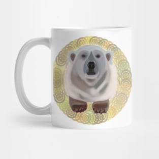 Polar Bear on saffron circular pattern Mug